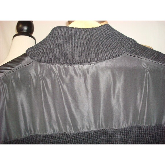 New NWT M Mark Law Luxury Black Cardigan Sweater Jacket Chest Zip Pocket Cotton - Picture 4 of 4